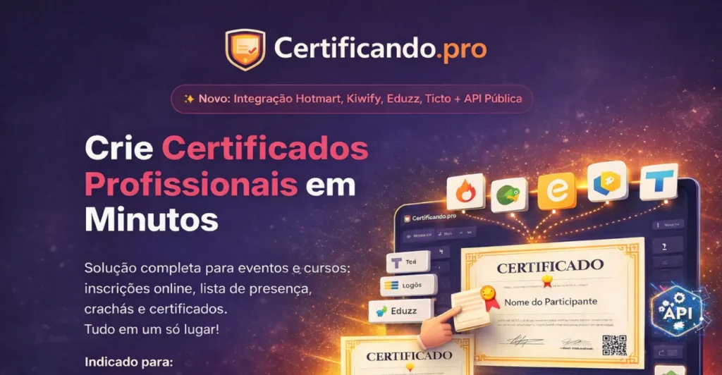 Certificando.PRO – Organize Seu Evento ou Curso, Gere Certificados, Lista de Presença e Crachás Automaticamente